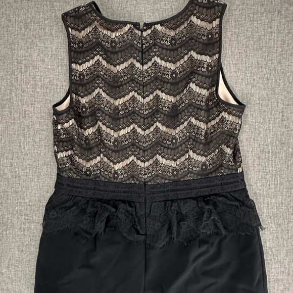 Ann Taylor LOFT‎ Evening Dress Sleeveless Round Neck Lace Detail Size 10 Black - Picture 11 of 13